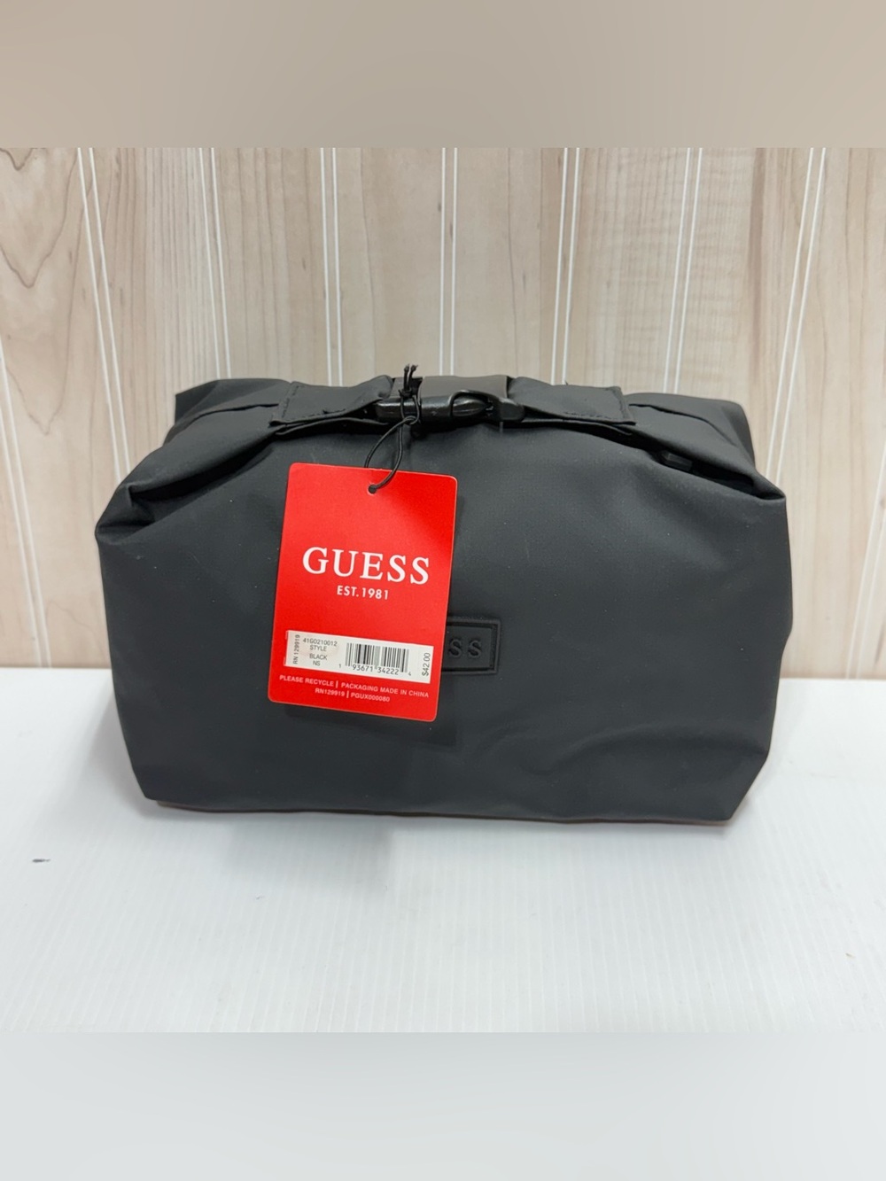 GUESS Black Men's Toiletry Kit with Red Brand Tag